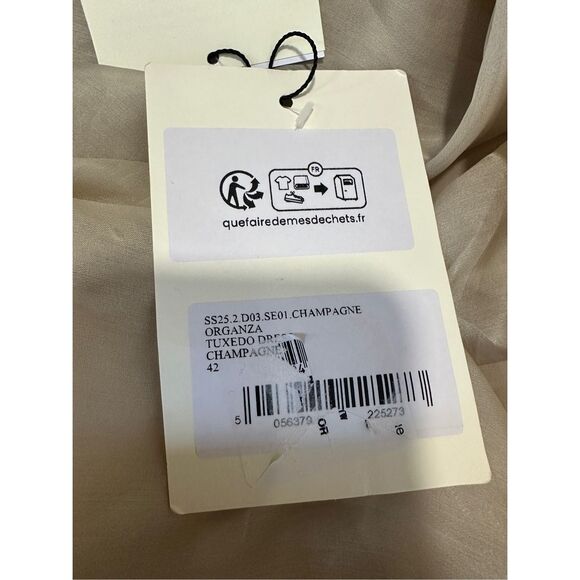 A.W.A.K.E. Mode Tuxedo Silk Gathered Cocktail Dress in champagne US10 $1015 - Picture 10 of 10